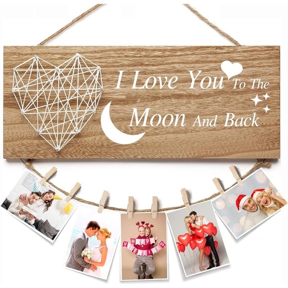 I love to the moon and back wooden hanging sign - Picture 1 of 4